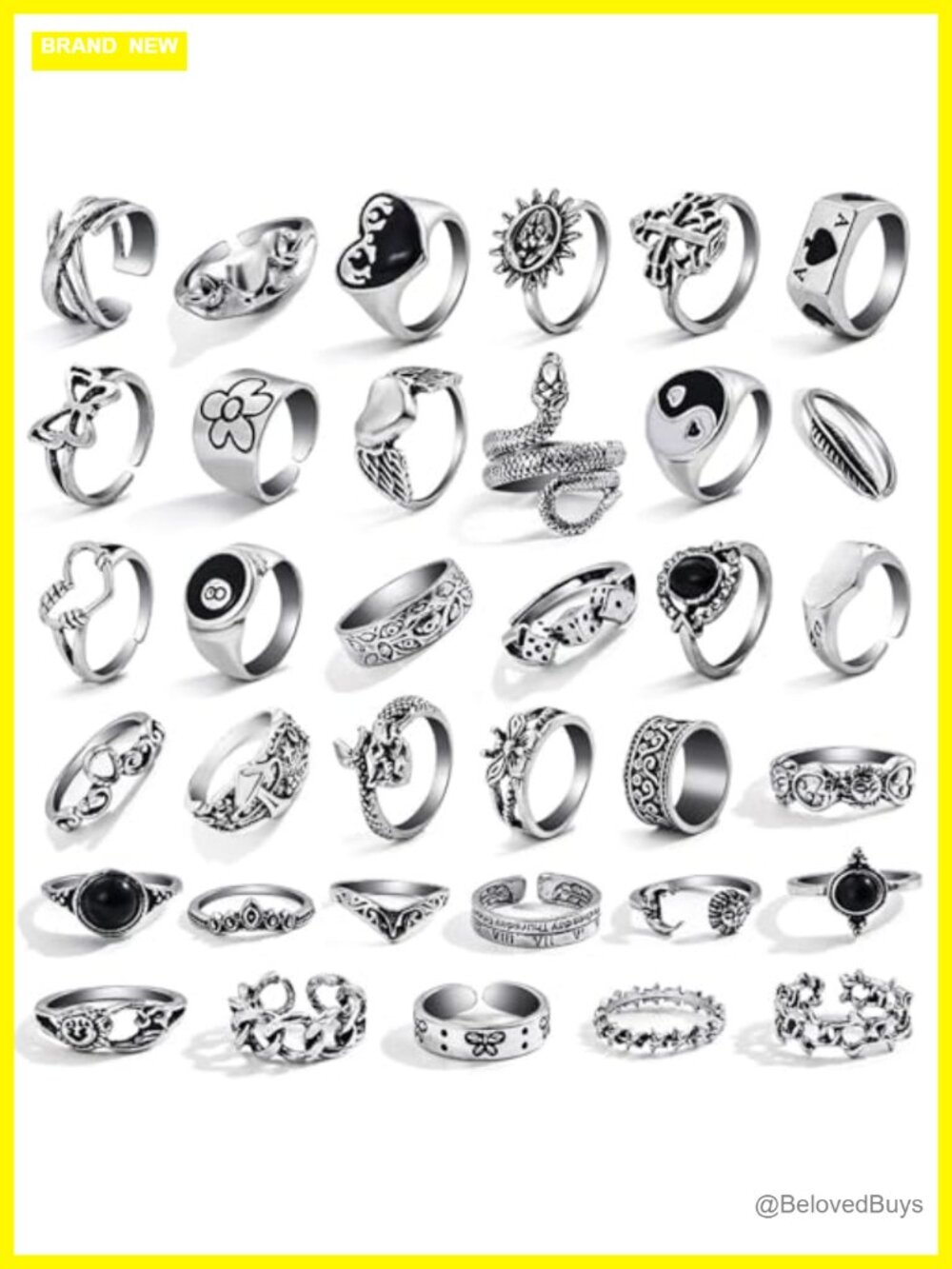 Vintage Silver Knuckle Ring Set Stacking Gothic Boho Mid Rings
